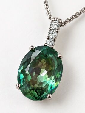 BBJ 925 Sterling Silver Oval Mystic Topaz Pendant Necklace